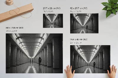 Poster Coridor monocromatic cu coloane