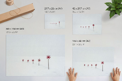 Poster pentru perete Stele minimaliste de iarnă albe și roșii