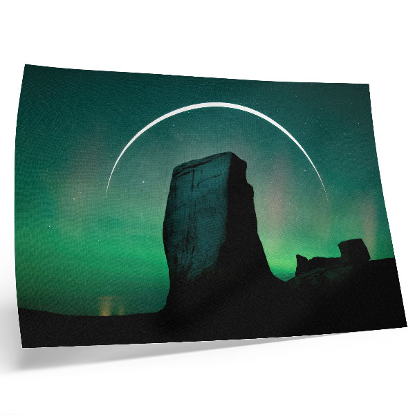 Poster retro Cerul nopții, tonuri verzi de rocă, atmosferă cosmică