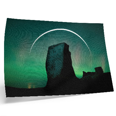 Poster retro Cerul nopții, tonuri verzi de rocă, atmosferă cosmică