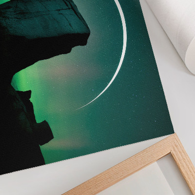 Poster retro Cerul nopții, tonuri verzi de rocă, atmosferă cosmică