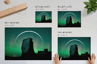 Poster retro Cerul nopții, tonuri verzi de rocă, atmosferă cosmică