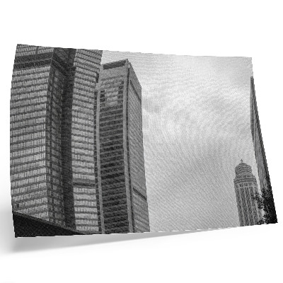 Poster retro Zgârie-nori monocromatici ai orașului modern