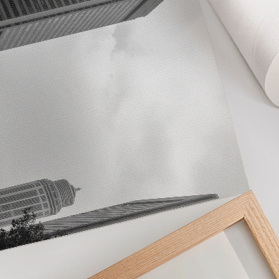 Poster retro Zgârie-nori monocromatici ai orașului modern
