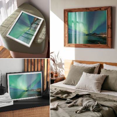 Poster pentru perete Aurora boreală deasupra mării, o atmosferă magică