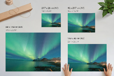 Poster pentru perete Aurora boreală deasupra mării, o atmosferă magică