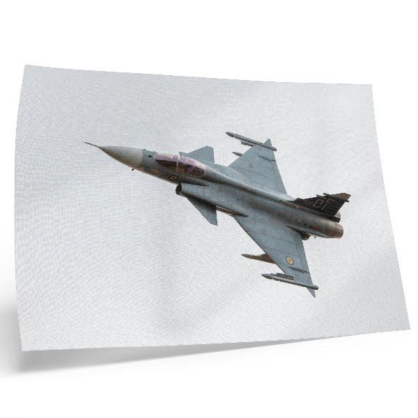 Poster retro Un avion de vânătoare modern în zbor pe cer