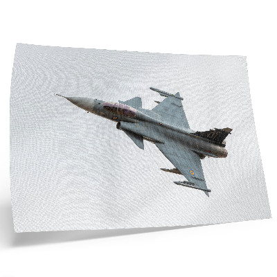 Poster retro Un avion de vânătoare modern în zbor pe cer