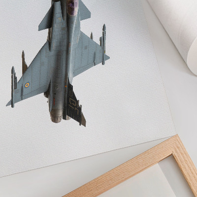 Poster retro Un avion de vânătoare modern în zbor pe cer