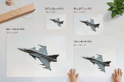 Poster retro Un avion de vânătoare modern în zbor pe cer