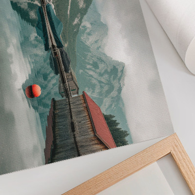 Poster retro Reflecție lac de munte pace bărci de lemn