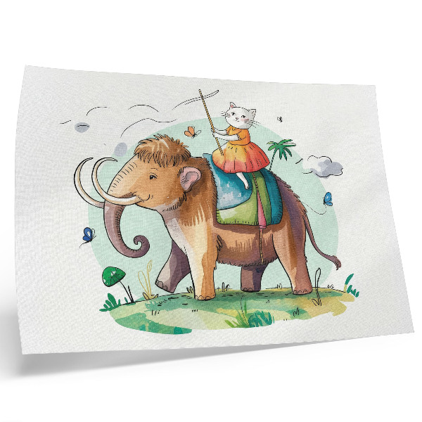 Poster Pisică pe un mamut, fantezie, magie naturală