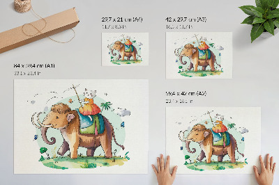 Poster Pisică pe un mamut, fantezie, magie naturală