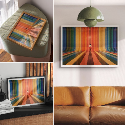 Poster retro Spațiu de inspirație pentru figuri cu dungi colorate