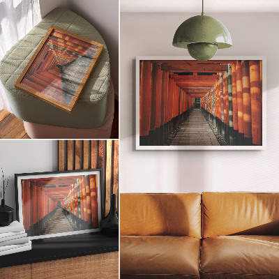 Poster Adâncimea simetriei coloanelor tunelului portocaliu