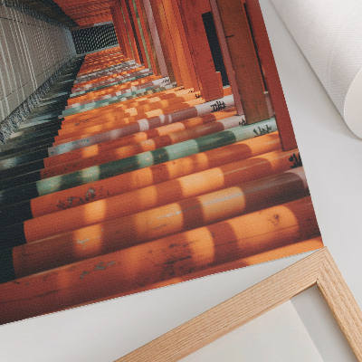 Poster Adâncimea simetriei coloanelor tunelului portocaliu