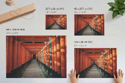 Poster Adâncimea simetriei coloanelor tunelului portocaliu