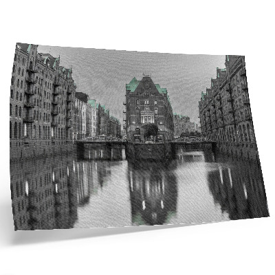 Poster pentru perete Canal cu clădiri industriale, reflexii în apă