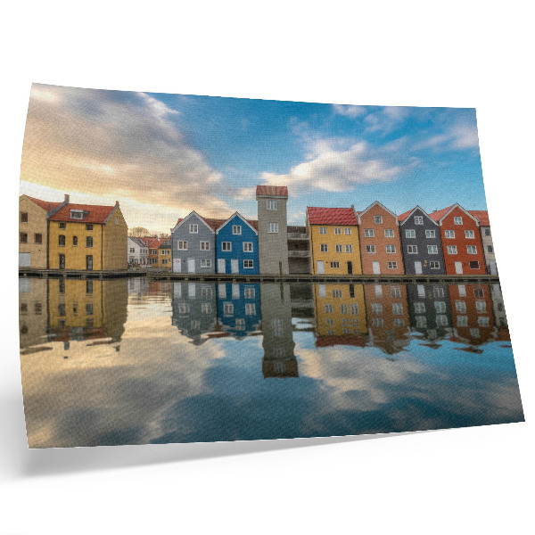Poster pentru perete Case colorate lângă arhitectura reflexiilor apei