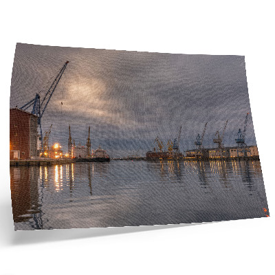 Poster retro Macarale portuare atmosferice reflectate în apă