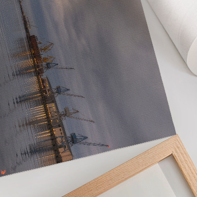 Poster retro Macarale portuare atmosferice reflectate în apă