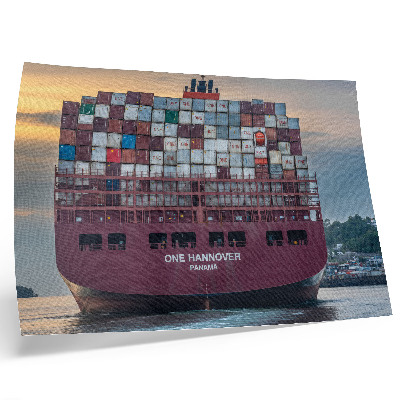 Poster pentru perete O navă container plină de containere colorate pe apă