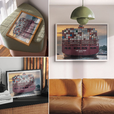 Poster pentru perete O navă container plină de containere colorate pe apă