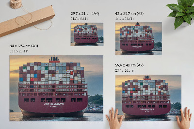 Poster pentru perete O navă container plină de containere colorate pe apă