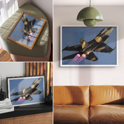 Poster pentru perete Avion cu reacție, culori intense, cer