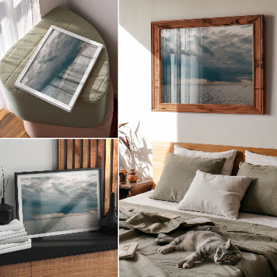 Poster retro Cer furtunos peste un ocean plin de spațiu