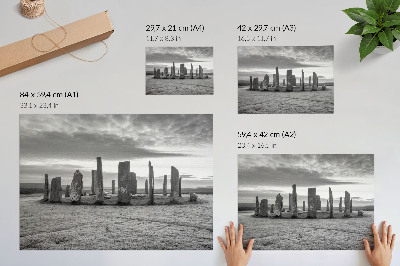 Poster retro Pietre brute cerc misterios reflecție de pace