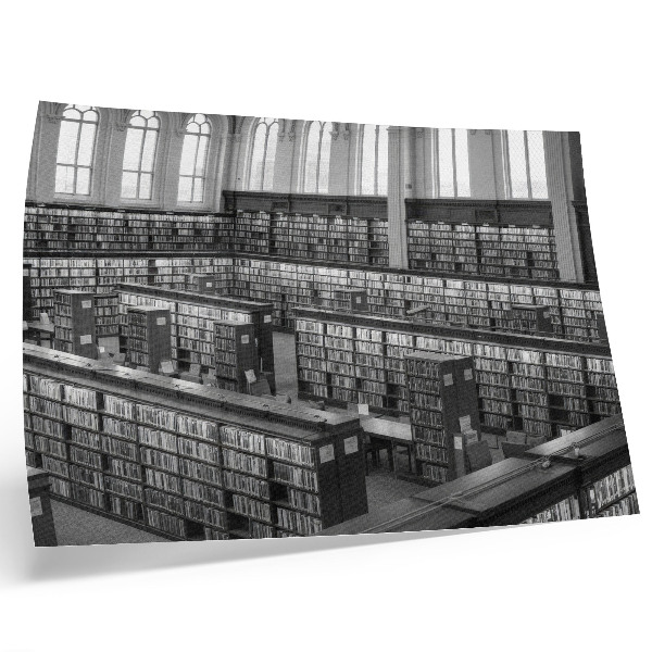 Poster Bibliotecă clasică cu rafturi din lemn