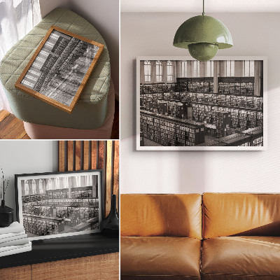 Poster Bibliotecă clasică cu rafturi din lemn