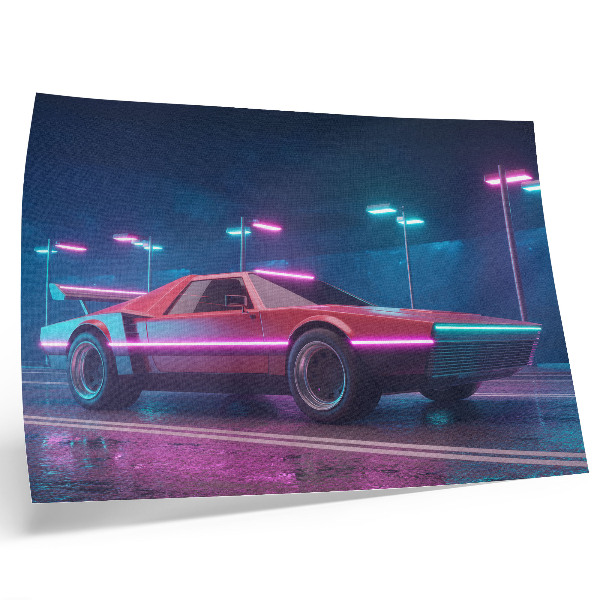 Poster pentru perete Mașină retro într-un decor urban neon