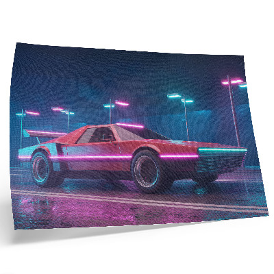 Poster pentru perete Mașină retro într-un decor urban neon