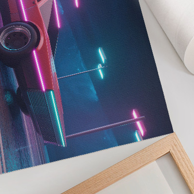 Poster pentru perete Mașină retro într-un decor urban neon