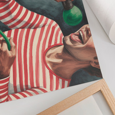 Poster retro Cămașă cu dungi roșii, microfon verde