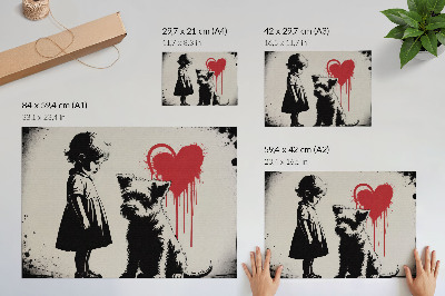 Poster Inimă monocromă de câine fată