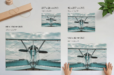 Poster pentru perete Vedere frontală a unui biplan, eleganță industrială