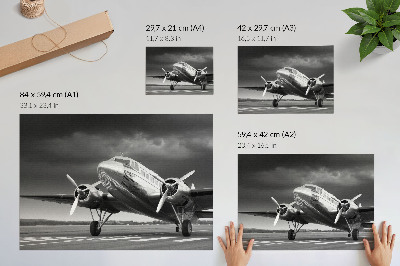 Poster Avion vechi în culori monocrome