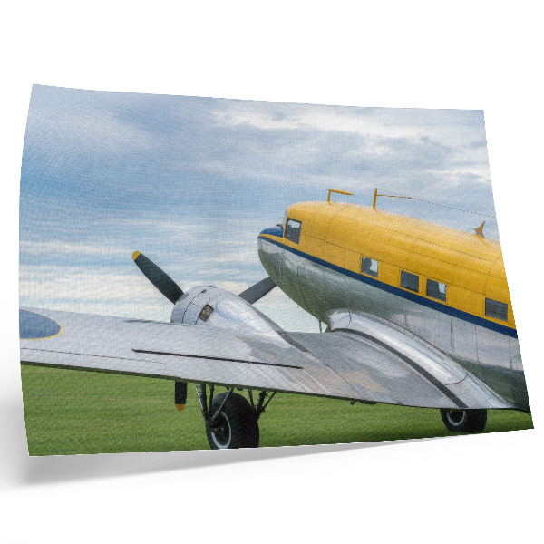 Poster Avion clasic elegant, galben, gri și albastru