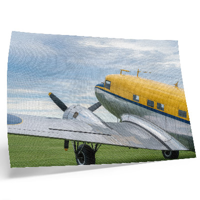 Poster Avion clasic elegant, galben, gri și albastru