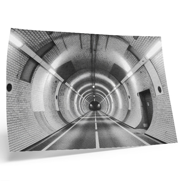 Poster pentru perete Tunel simetric alb-negru cu arcade