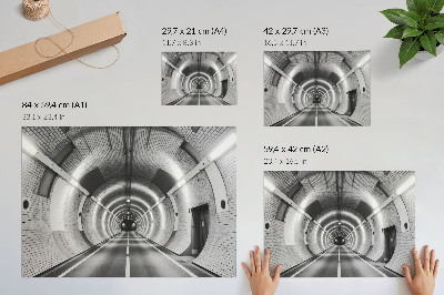 Poster pentru perete Tunel simetric alb-negru cu arcade