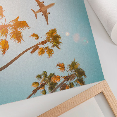 Poster pentru perete Avion palmieri cer albastru climat tropical