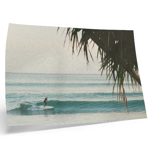 Poster plajă surfing valuri palmier naturalețe pace