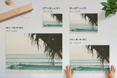 Poster plajă surfing valuri palmier naturalețe pace