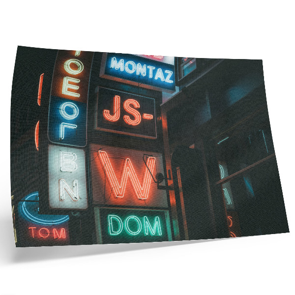 Poster retro Semne neon colorate, atmosferă de seară