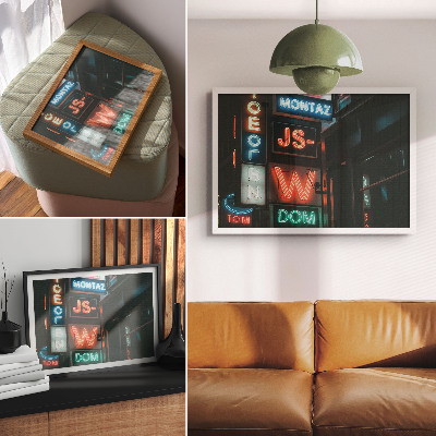 Poster retro Semne neon colorate, atmosferă de seară