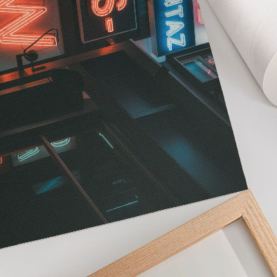 Poster retro Semne neon colorate, atmosferă de seară
